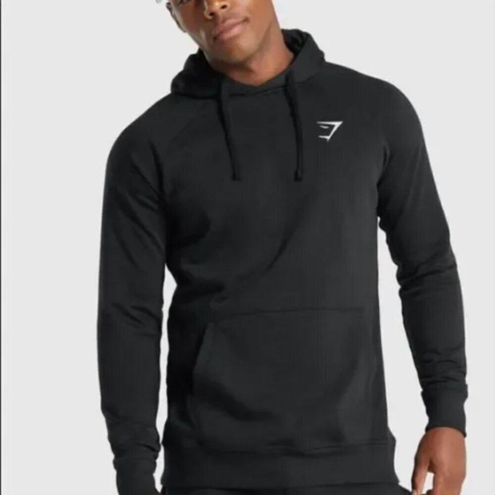 Gymshark Crest Hoodie Sweatshirt Pullover Men's L‎ Black #74S